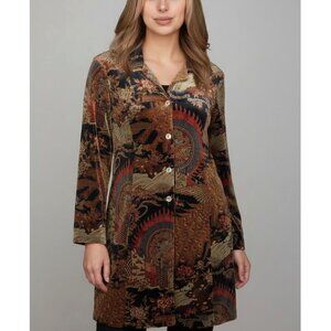 Vintage Clio Velvet Button-Up Topper/Dress w/Abstract Print Size M - NWT